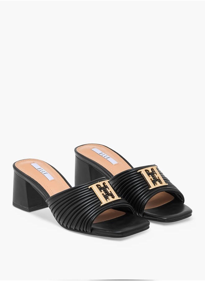 Women's Logo Accent Slip-On Sandals with Block Heels Ramadan Collection