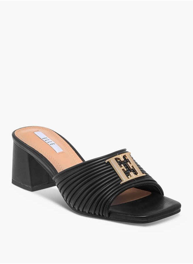 Women's Logo Accent Slip-On Sandals with Block Heels Ramadan Collection