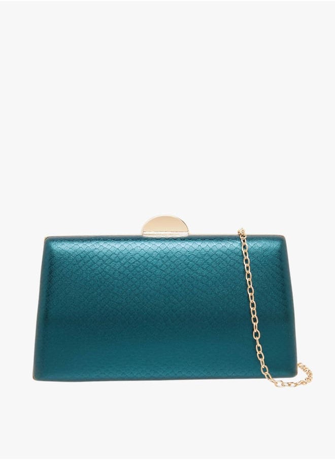 Women Textured Clutch with Flap Closure and Chain Strap Ramadan Collection