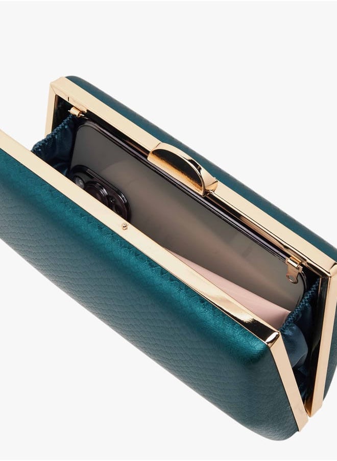 Women Textured Clutch with Flap Closure and Chain Strap