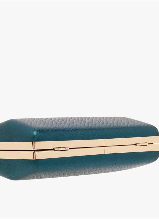 Women Textured Clutch with Flap Closure and Chain Strap