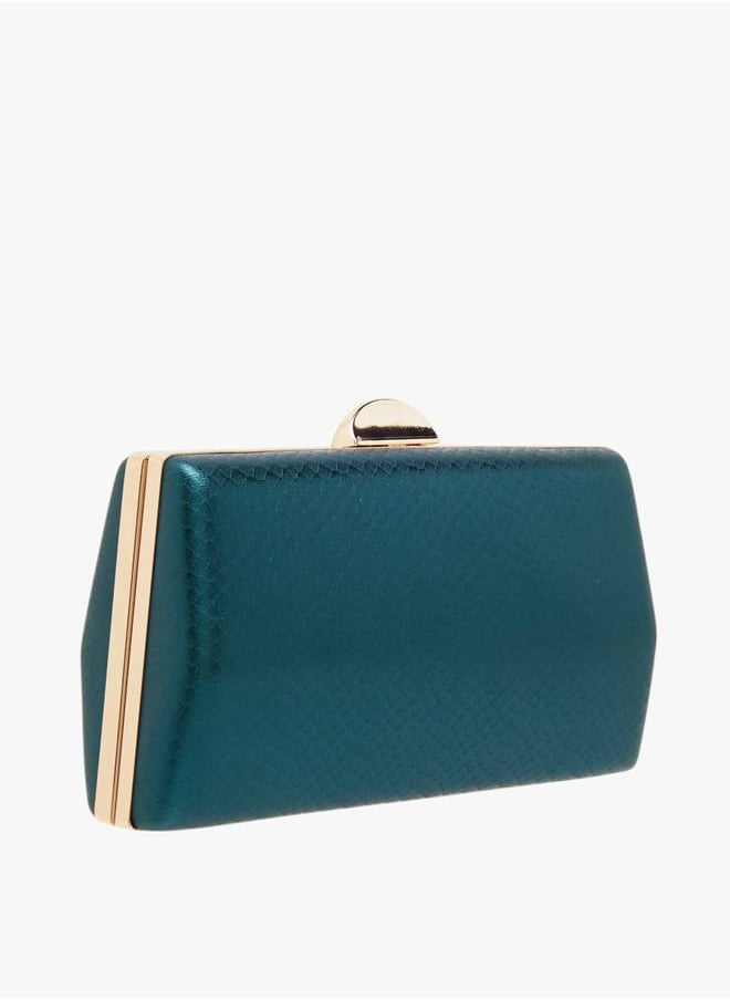 Women Textured Clutch with Flap Closure and Chain Strap