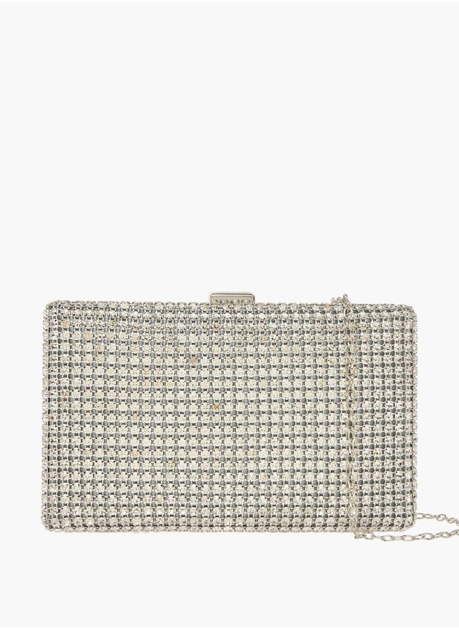 Womens Embellished Box Clutch With Clasp Closure And Chain Strap Ramadan Collection