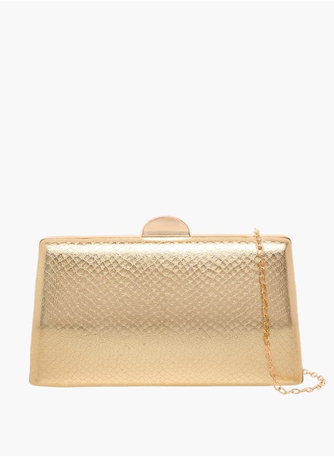 Women Textured Clutch with Flap Closure and Chain Strap Ramadan Collection