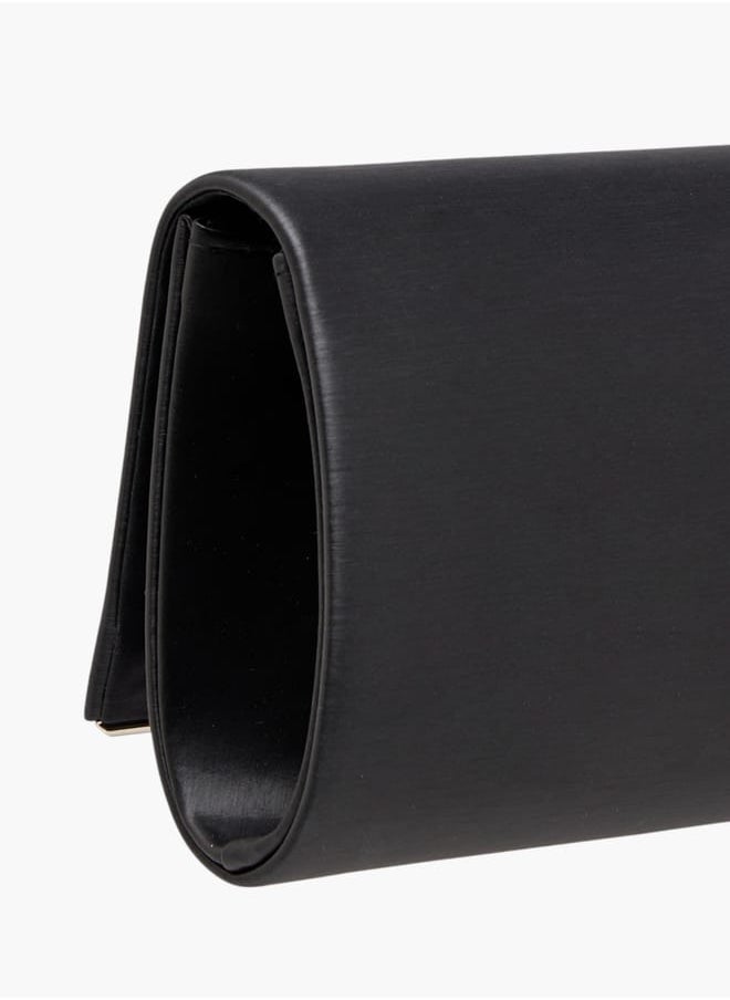 Women Embellished Clutch with Button Closure and Chain Strap