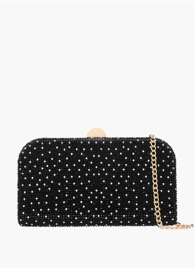 Women Studded Clutch with Chain Strap and Flap Closure Ramadan Collection