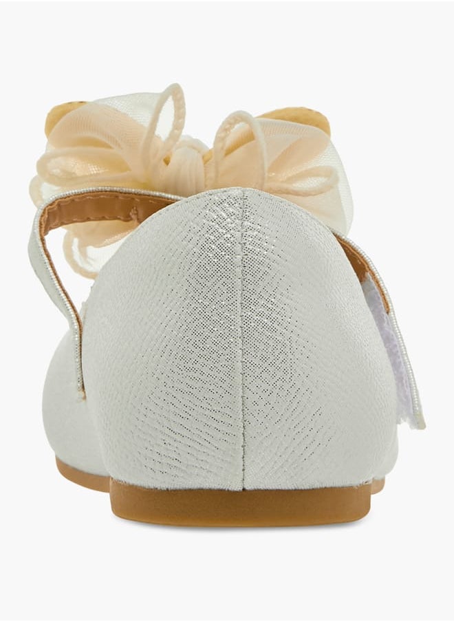 Girls Butterfly Embellished Ballerina Shoes with Hook and Loop Closure
