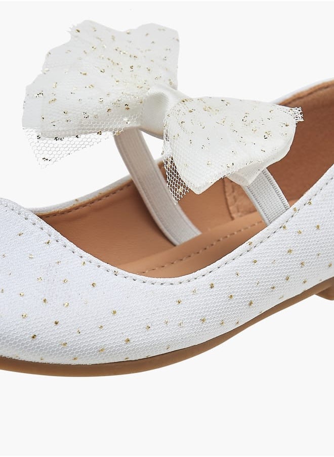 Girls Textured Ballerina Shoes With Elastic And Bow Detail Ramadan Collection