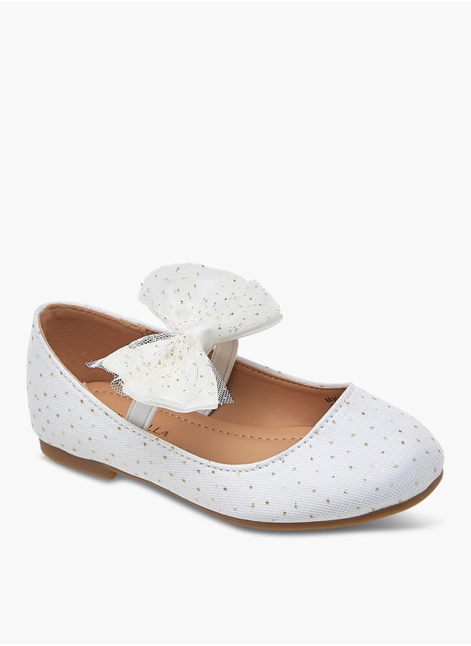 Girls Textured Ballerina Shoes With Elastic And Bow Detail Ramadan Collection