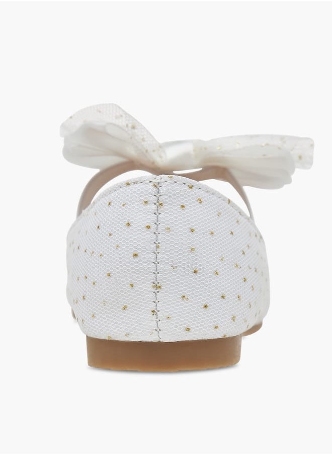 Girls Textured Ballerina Shoes With Elastic And Bow Detail Ramadan Collection