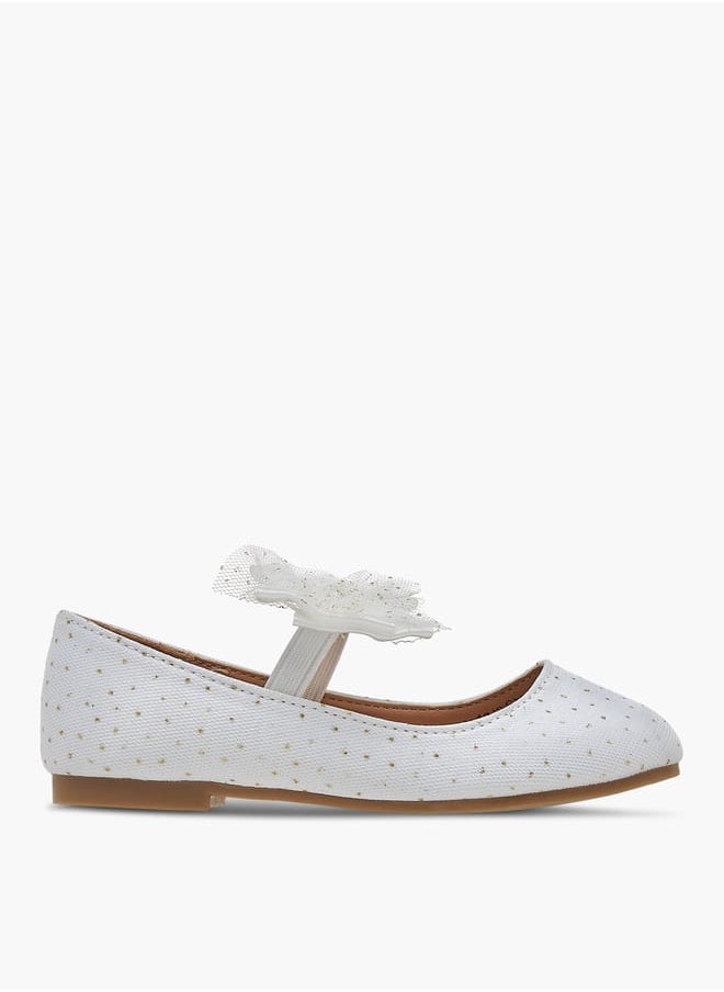 Girls Textured Ballerina Shoes With Elastic And Bow Detail Ramadan Collection