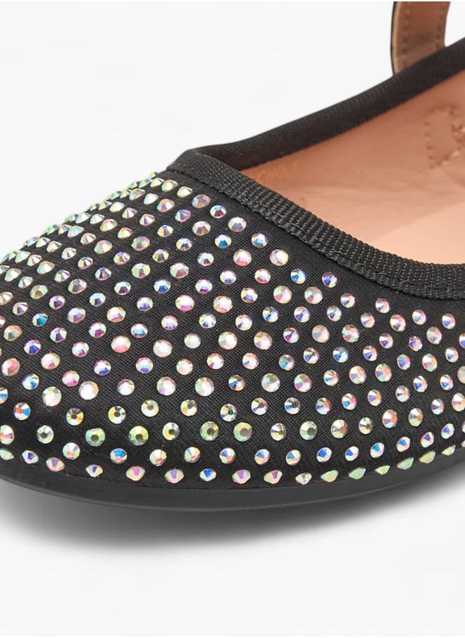 Girls Stone Embellished Ballerina Shoes With Hook And Loop Closure Ramadan Collection
