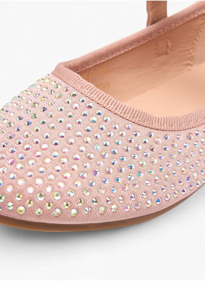 Girls Stone Embellished Ballerina Shoes With Hook And Loop Closure Ramadan Collection