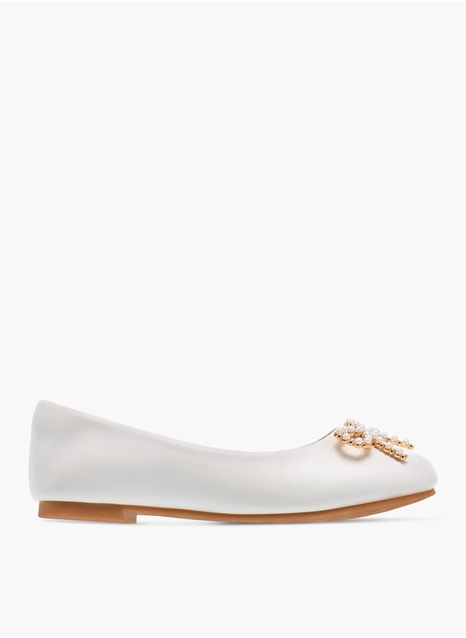 Girls Bow Accent Slip-On Ballerina Shoes