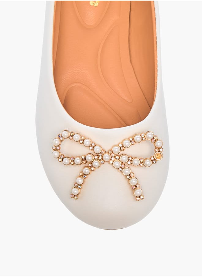 Girls Bow Accent Slip-On Ballerina Shoes