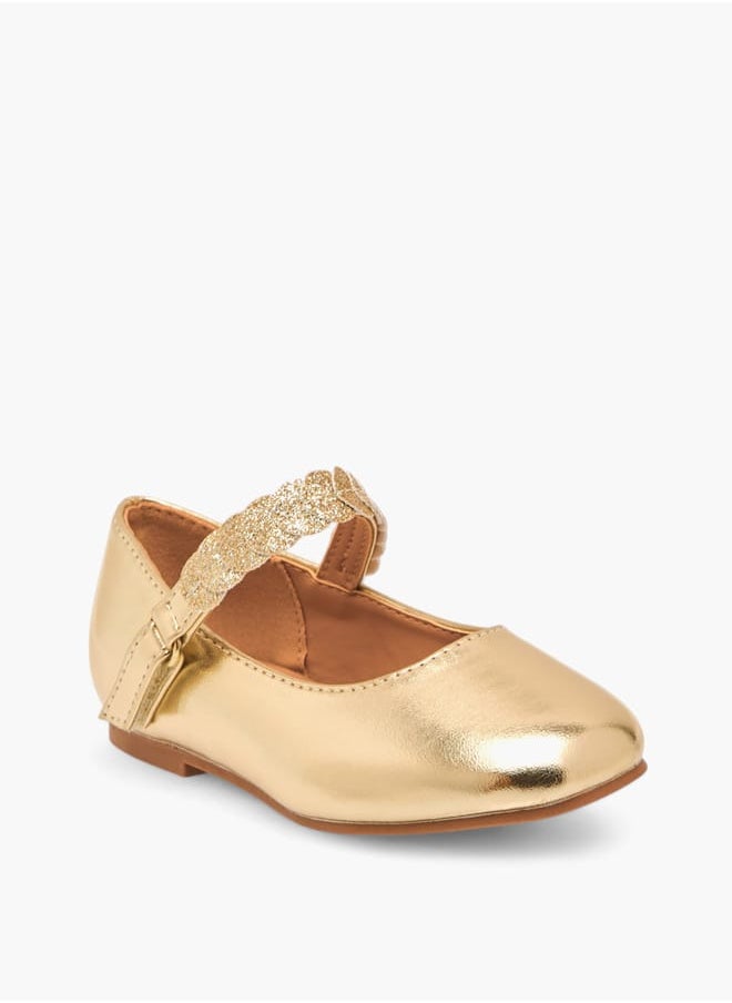 Girls Solid Ballerina Shoes With Embellished Hook And Loop Closure Ramadan Collection