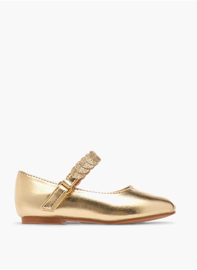 Girls Solid Ballerina Shoes With Embellished Hook And Loop Closure Ramadan Collection