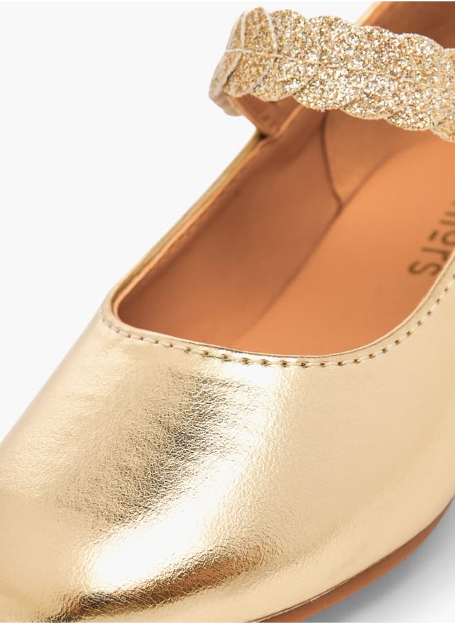 Girls Solid Ballerina Shoes With Embellished Hook And Loop Closure Ramadan Collection