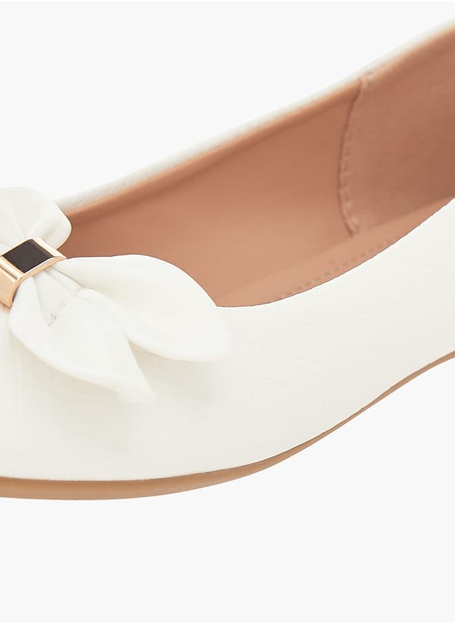 Girls Bow Detail Ballerina With Slip On Closure