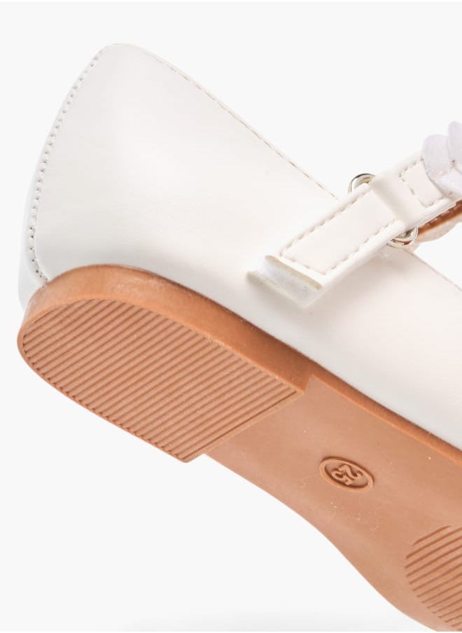Girls Solid Ballerina Shoes With Embellished Hook And Loop Closure Ramadan Collection