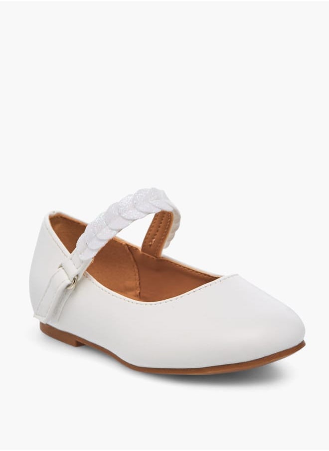 Girls Solid Ballerina Shoes With Embellished Hook And Loop Closure Ramadan Collection