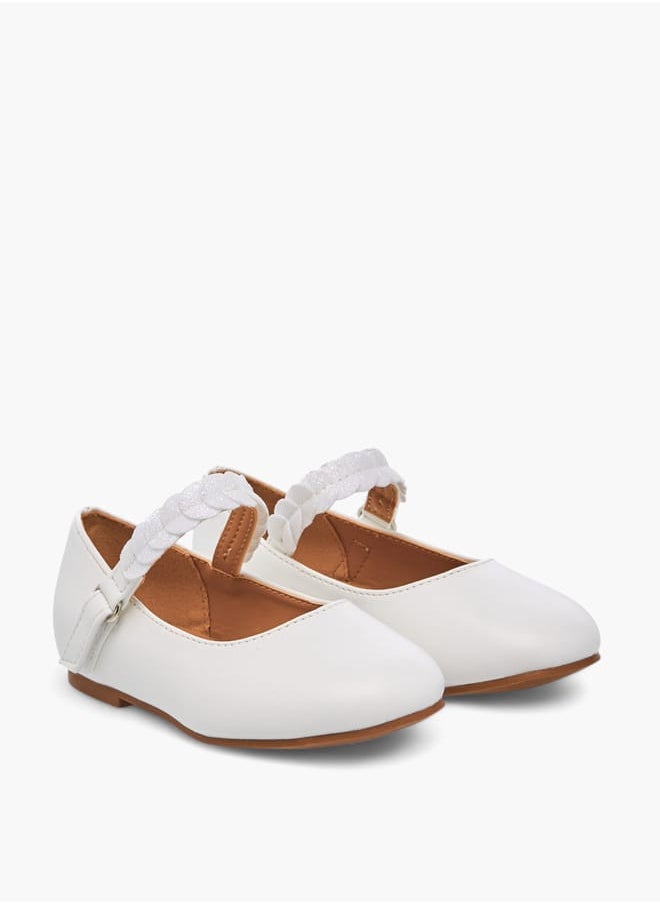 Girls Solid Ballerina Shoes With Embellished Hook And Loop Closure Ramadan Collection