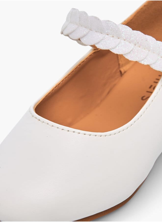 Girls Solid Ballerina Shoes With Embellished Hook And Loop Closure Ramadan Collection