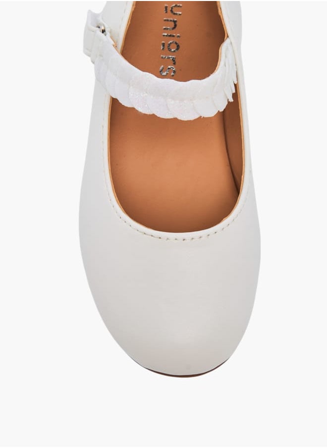 Girls Solid Ballerina Shoes With Embellished Hook And Loop Closure Ramadan Collection