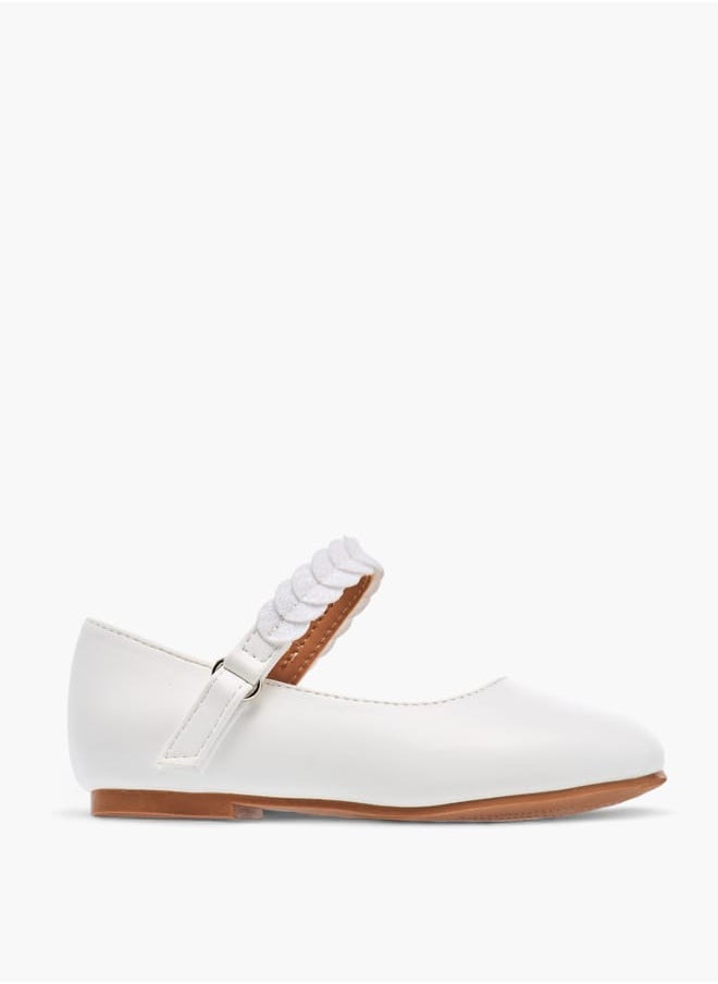 Girls Solid Ballerina Shoes With Embellished Hook And Loop Closure Ramadan Collection