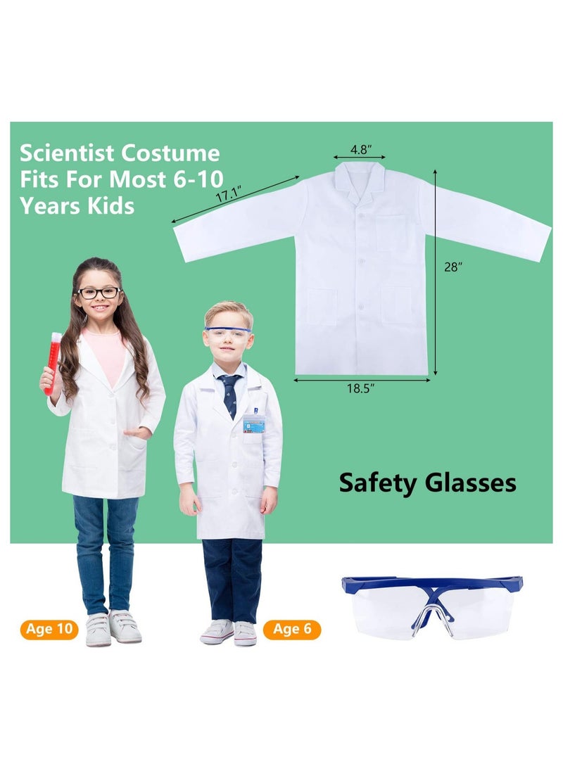 Kids Science Experiment Kit with Goggles Scientist Coat Costume Laboratory Set Scientist Pretend Play Toys Educational Learning Scientific Toys Gift for 6+ Girls, Boys Kids