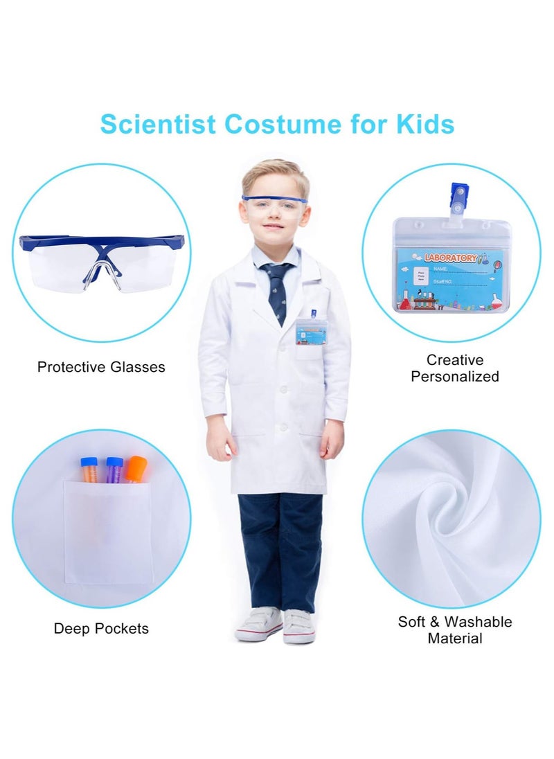 Kids Science Experiment Kit with Goggles Scientist Coat Costume Laboratory Set Scientist Pretend Play Toys Educational Learning Scientific Toys Gift for 6+ Girls, Boys Kids