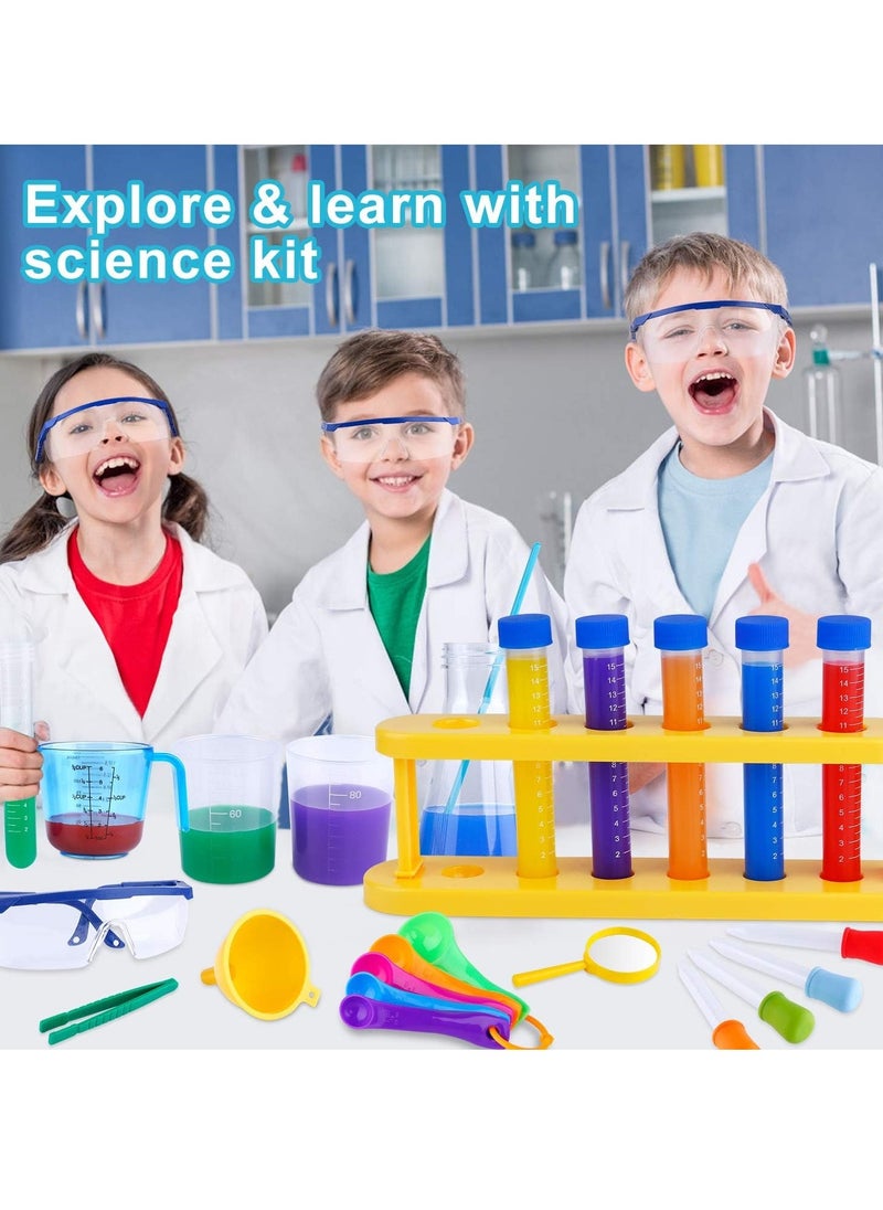 Kids Science Experiment Kit with Goggles Scientist Coat Costume Laboratory Set Scientist Pretend Play Toys Educational Learning Scientific Toys Gift for 6+ Girls, Boys Kids