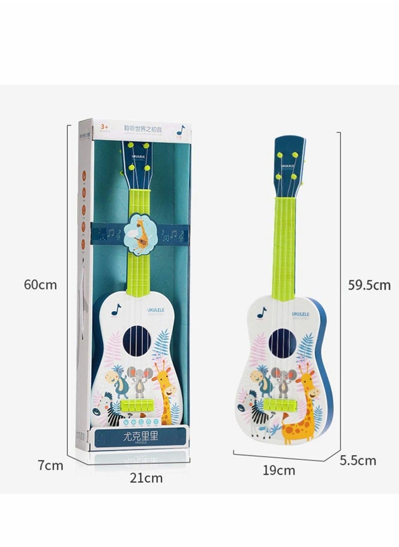 Kids Guitar Beginner Ukulele 23.5 Inch Musical Instrument with Vibrant Sound, Learning Educational Toys Cartoon Animal Pattern Mini Musical Toy for Boys Girls Kids Guitar Party Favor