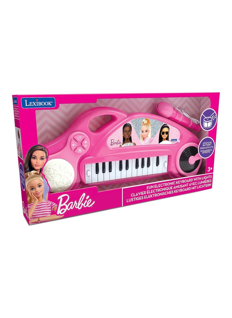 Barbie Electronic Piano | For Kids and Girls | Light Effects | Microphone | Drums | Built-in Speaker | DJ Player | Pink