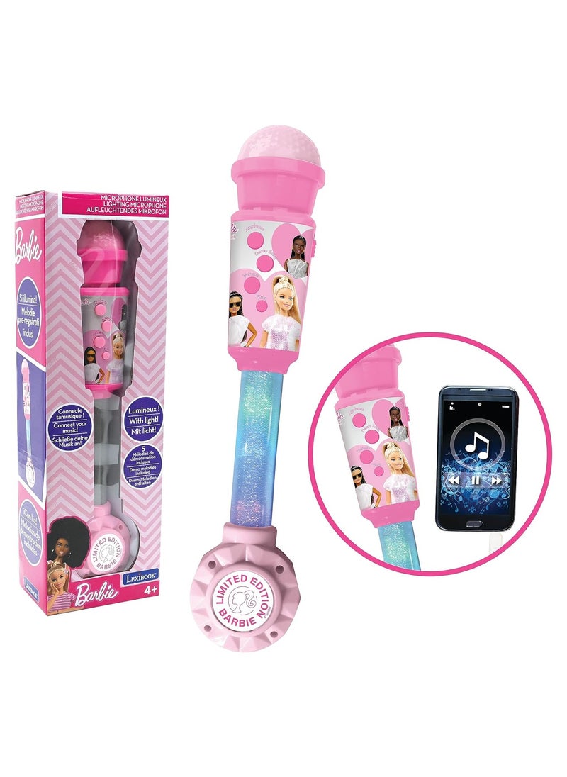 Barbie Luminous Microphone | For Kids and Girls | Musical Toy | Built-in Speaker | Light Effects | Aux-in Socket | Pink