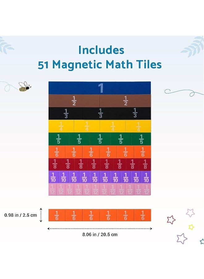 Montessori Math Magnetic Tiles Classroom Essentials Foam Tiles for Kids to Learn Fraction Equivalence and Math manipulatives Great Learning Resources for The Homeschool Curriculum