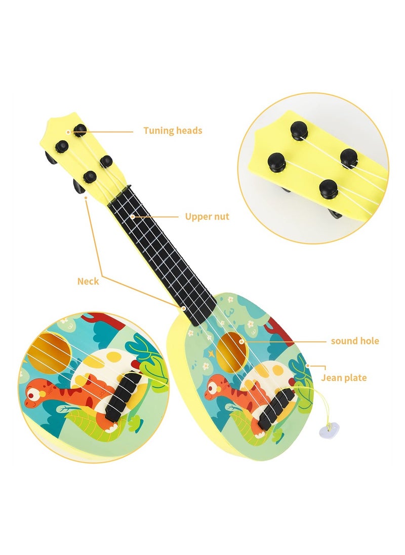 Kids Green Ukulele Guitar Toy 43CM Mini Musical Instrument with 4 Adjustable Strings Picks Educational Learning Gift for Toddlers