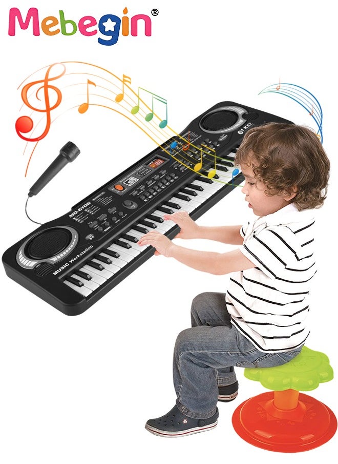 61 Keyboard Multifunction Electronic Piano Toy with Microphone Portable Record Function Musical Instrument Toy Include 6 Demos 8 Sounds Educational Learning Toy for Boys Girls Birthday Gifts