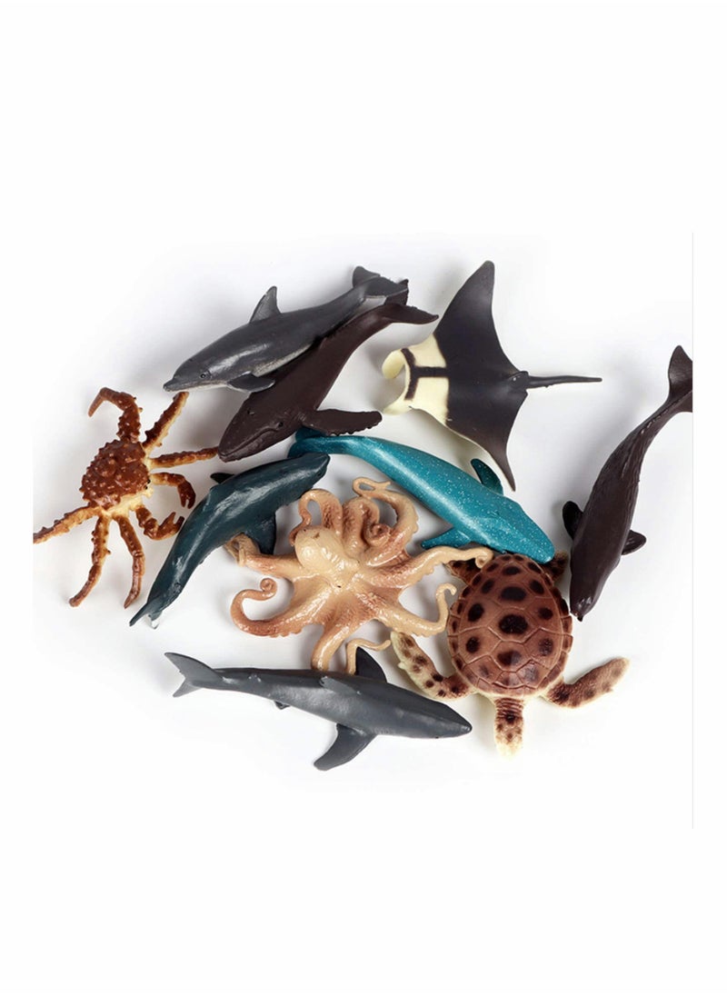 Mini Safari Animals Statue Realistic Plastic Sea Animal Statue Toy, Kid'S Party Supplies Cake Topper(12pcs)