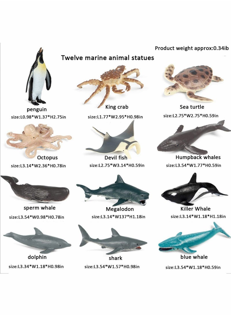 Mini Safari Animals Statue Realistic Plastic Sea Animal Statue Toy, Kid'S Party Supplies Cake Topper(12pcs)