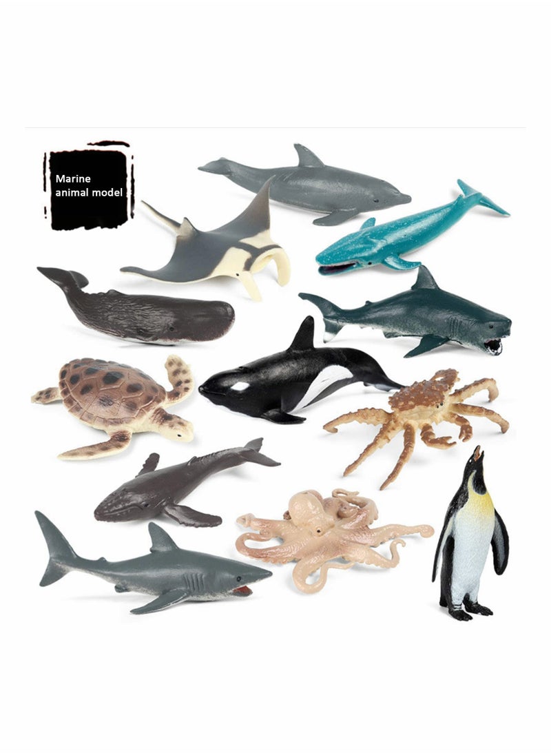 Mini Safari Animals Statue Realistic Plastic Sea Animal Statue Toy, Kid'S Party Supplies Cake Topper(12pcs)