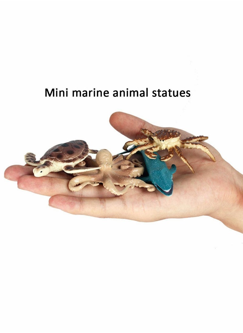 Mini Safari Animals Statue Realistic Plastic Sea Animal Statue Toy, Kid'S Party Supplies Cake Topper(12pcs)