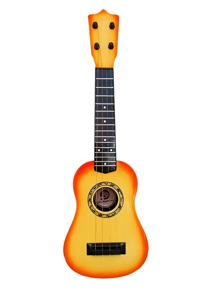 UKR 23-Inch 4-String Wooden Guitar for Kids – Yellow Beginner Music Toy for Toddlers 3+ | Educational Musical Instrument for Early Learning & Development