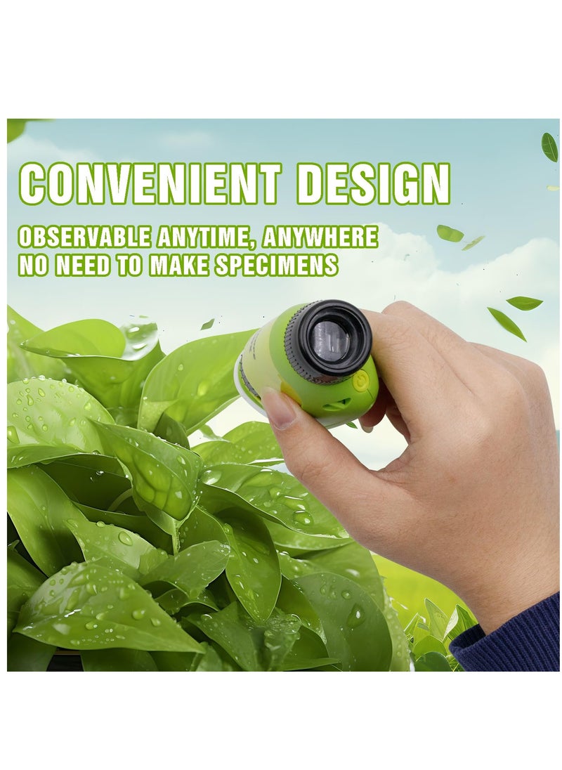 2 in 1 Microscope for Kids with Detachable Mini Pocket Microscope 50X-250X Slides Specimens & Colorful LED Light Experiments Educational Toys STEM for Kids Student Ages 8+ Boys Girl Gifts