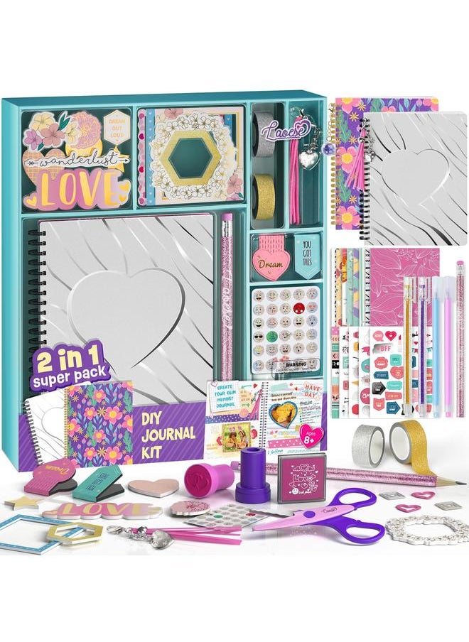 DIY Journal Kit Gifts Girls Ages 8 9 10 11 12 13 14 Year Old Cool Birthday Gifts Ideas Girls Art & Crafts Tween Kid Teen Girls Trendy Stuff Scrapbook And Diary Supplies Set