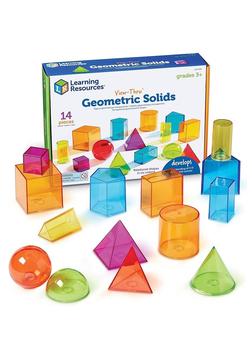 View-Thru® Geometric Solids Set - 14 Pieces for Hands-On Learning, Ages 8+