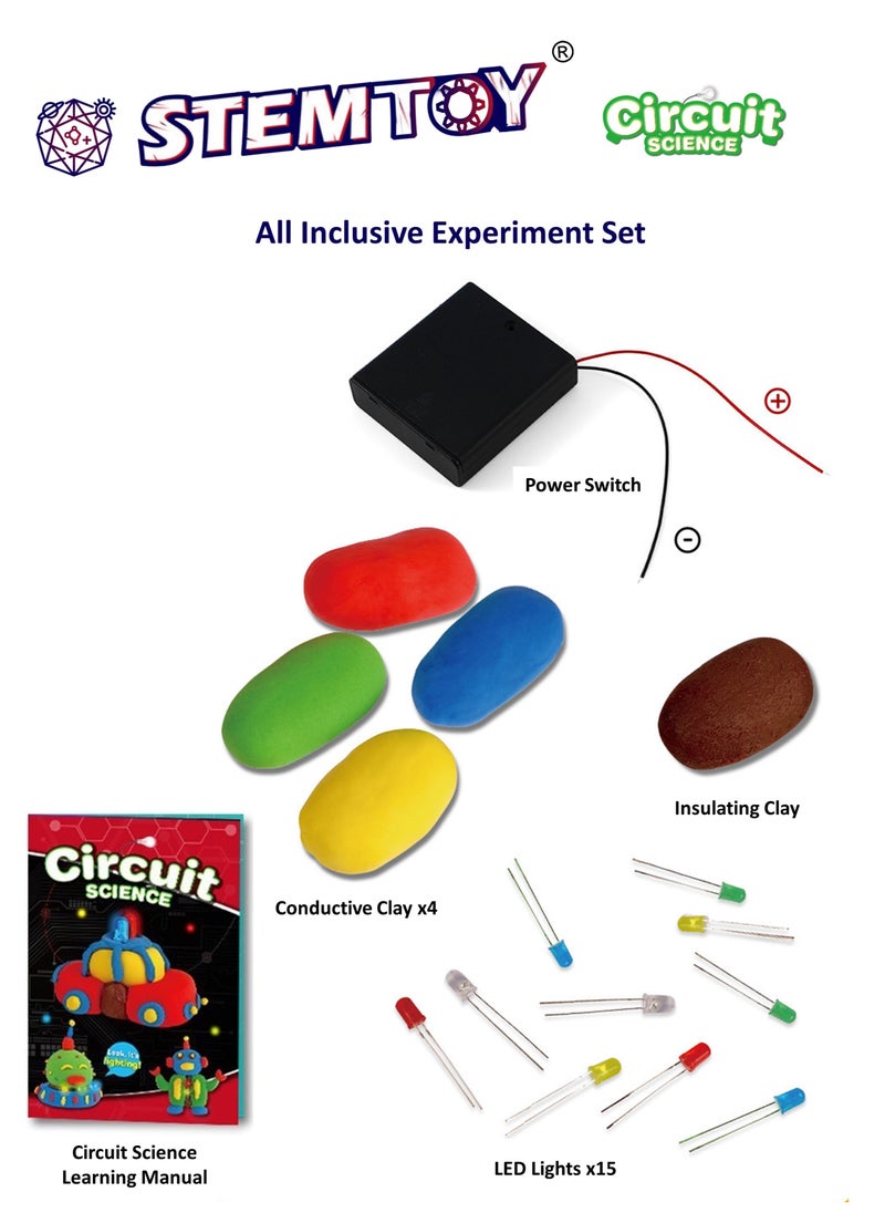 Circuit Clay Science Kit – Educational Electric Circuit Building Toy for Kids,  STEM Learn Circuitry with Conductive & Insulating Clay, Fun DIY Physics Experiment for Early Learners