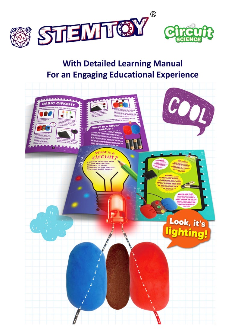 Circuit Clay Science Kit – Educational Electric Circuit Building Toy for Kids,  STEM Learn Circuitry with Conductive & Insulating Clay, Fun DIY Physics Experiment for Early Learners