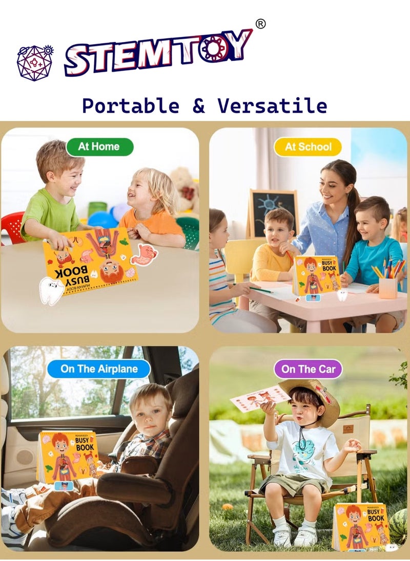 Quiet Book Busy Book for Toddlers, Montessori Homeschool Preschool STEM/ STEAM Educational Toy, Interactive Early Learning Activity, Sensory Cognitive Development Fine Motor Skills, Portable Washable Travel Gift for Babies Kids Boys Girls Ages 3-6 (Comprehensive Learning)