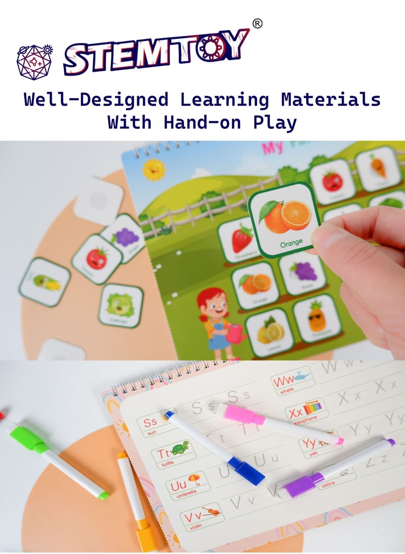 Quiet Book Busy Book for Toddlers, Montessori Homeschool Preschool STEM/ STEAM Educational Toy, Interactive Early Learning Activity, Sensory Cognitive Development Fine Motor Skills, Portable Washable Travel Gift for Babies Kids Boys Girls Ages 3-6 (Comprehensive Learning)